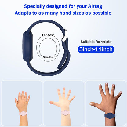 Waterproof for Air Tag Bracelets [2 Pack] Compatible with Apple Air Tag Finders with Soft Silicone,Anti Lost GPS Item Finders Case Cover,Night Blue/Pink