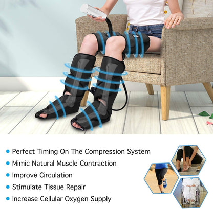 Leg Massager for Circulation and Pain Relief, Air Compression Foot Calf Thigh Massage, Full Leg Massager 3 Modes 3 Intensities 2 Extenders