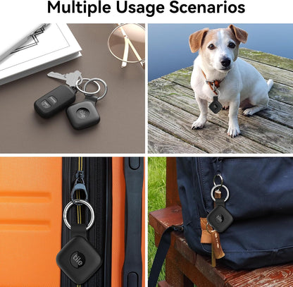 Silicone Case Compatible with Tile Mate 2024, 2 Pack Soft Scratch Resistant Cover with Carabiner Accessories, Secure Tag Holder for Bag, Black+Black
