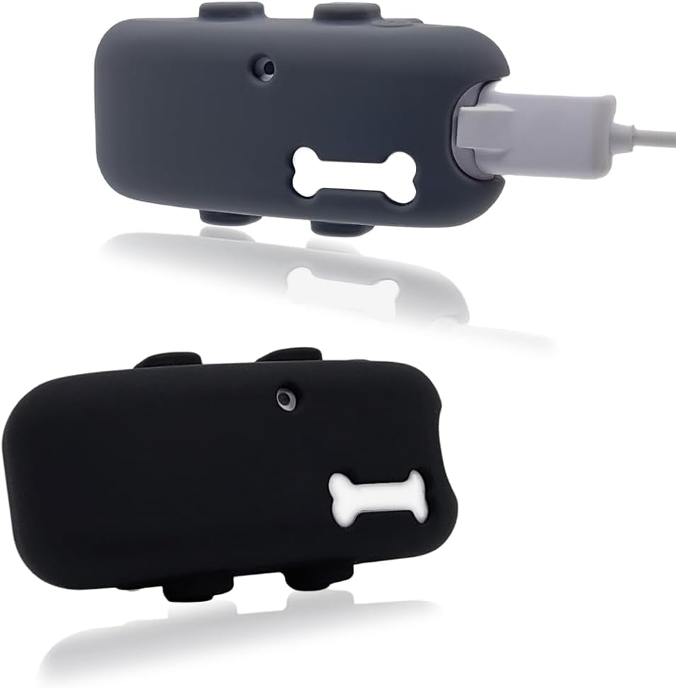 2 Packs Silicone Holder for Tractive GPS Pet Tracker,Waterproof Rubber Accessories Cover Item Finder Anti-Scratch,Secure Sturdy Lightweight Case with Strap for Dog Cat Collar (Black,Grey)