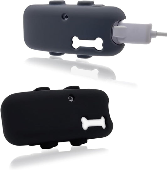 2 Packs Silicone Holder for Tractive GPS Pet Tracker,Waterproof Rubber Accessories Cover Item Finder Anti-Scratch,Secure Sturdy Lightweight Case with Strap for Dog Cat Collar (Black,Grey)