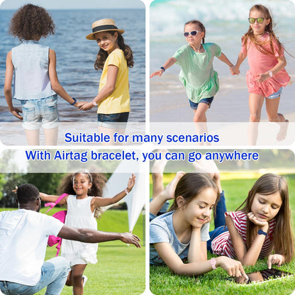 Waterproof for Air Tag Bracelets [2 Pack] Compatible with Apple Air Tag Finders with Soft Silicone,Anti Lost GPS Item Finders Case Cover,Night Blue/Pink