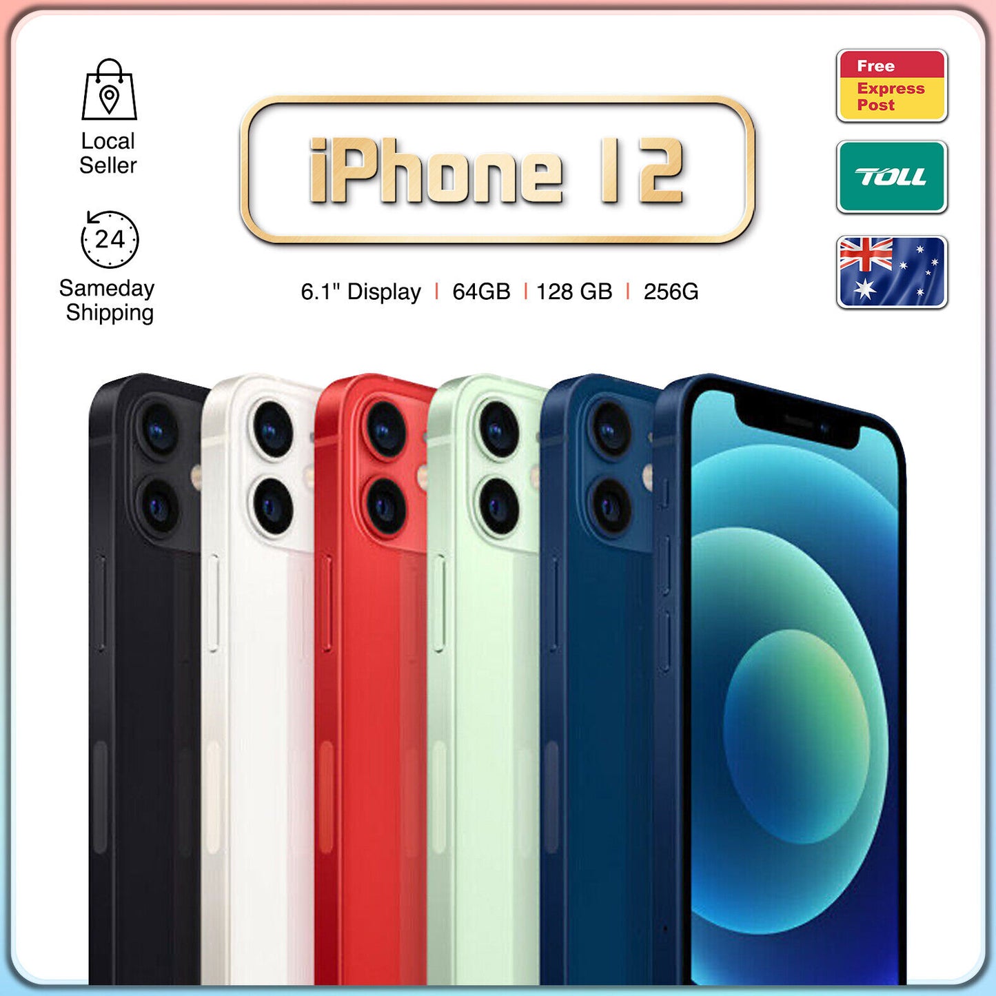 New Apple Iphone 12 Unlocked 64/128/256GB Sealed Colours 5G Mobile FREE EXPRESS
