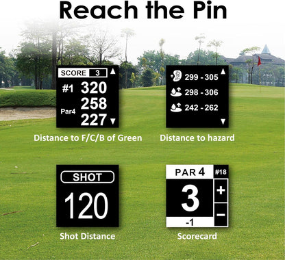 TW356 Golf GPS Wearable Device for Men and Women, Free 41,000+ Preloaded Courses Update Worldwide, High Contrast LCD Display, Upgrade IC Chip, Lightweight Essential Accessory for Golfer, Black