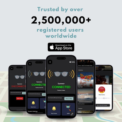Glasses Tracker for Apple Ios| Apple Find My Alternate| Locate Spectacles, Find Eyewear, Never Lose Sunshades| Light Weight, Small Size, Fit All Specs Size| Battery, Charger, Accessory Included