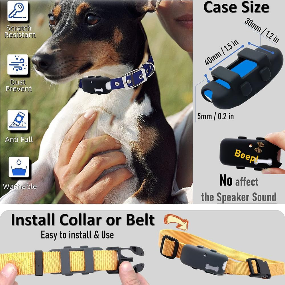 2 Packs Silicone Holder for Tractive GPS Pet Tracker,Waterproof Rubber Accessories Cover Item Finder Anti-Scratch,Secure Sturdy Lightweight Case with Strap for Dog Cat Collar (Black,Grey)