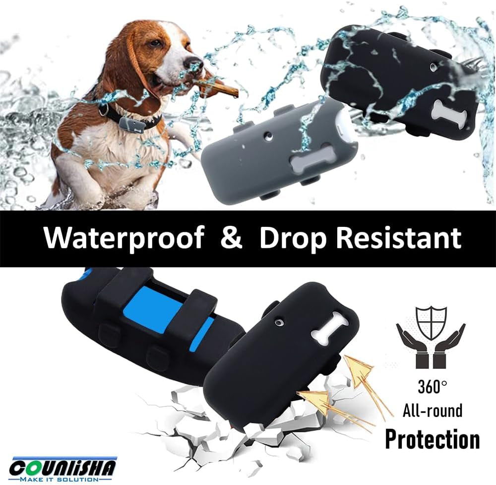 2 Packs Silicone Holder for Tractive GPS Pet Tracker,Waterproof Rubber Accessories Cover Item Finder Anti-Scratch,Secure Sturdy Lightweight Case with Strap for Dog Cat Collar (Black,Grey)