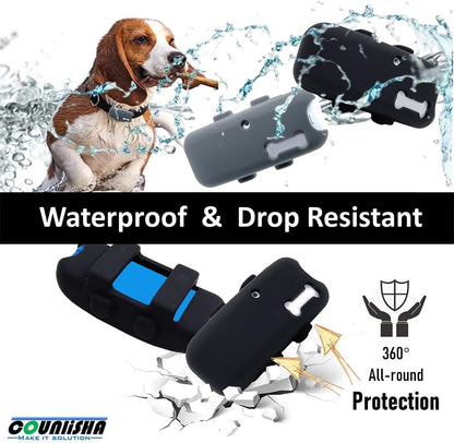 2 Packs Silicone Holder for Tractive GPS Pet Tracker,Waterproof Rubber Accessories Cover Item Finder Anti-Scratch,Secure Sturdy Lightweight Case with Strap for Dog Cat Collar (Black,Grey)