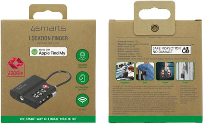 Location Finder Skytag TSA Lock for Apple Find My - Bluetooth Luggage Tracker with USB-C Rechargeable Battery, TSA Certified, IPX4 Waterproof, Heavy-Duty Zinc Alloy & Steel Cable - Black