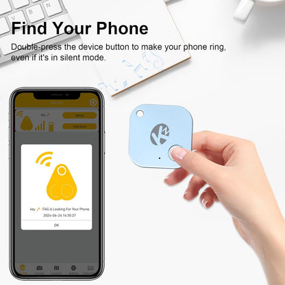 Bluetooth Tracker Smart Tag for Keys, Bags, and More, Phone Finder, Ios and Android Compatible, Water-Resistant, Loud Ring, Replaceable Battery (1Pack-Blue)