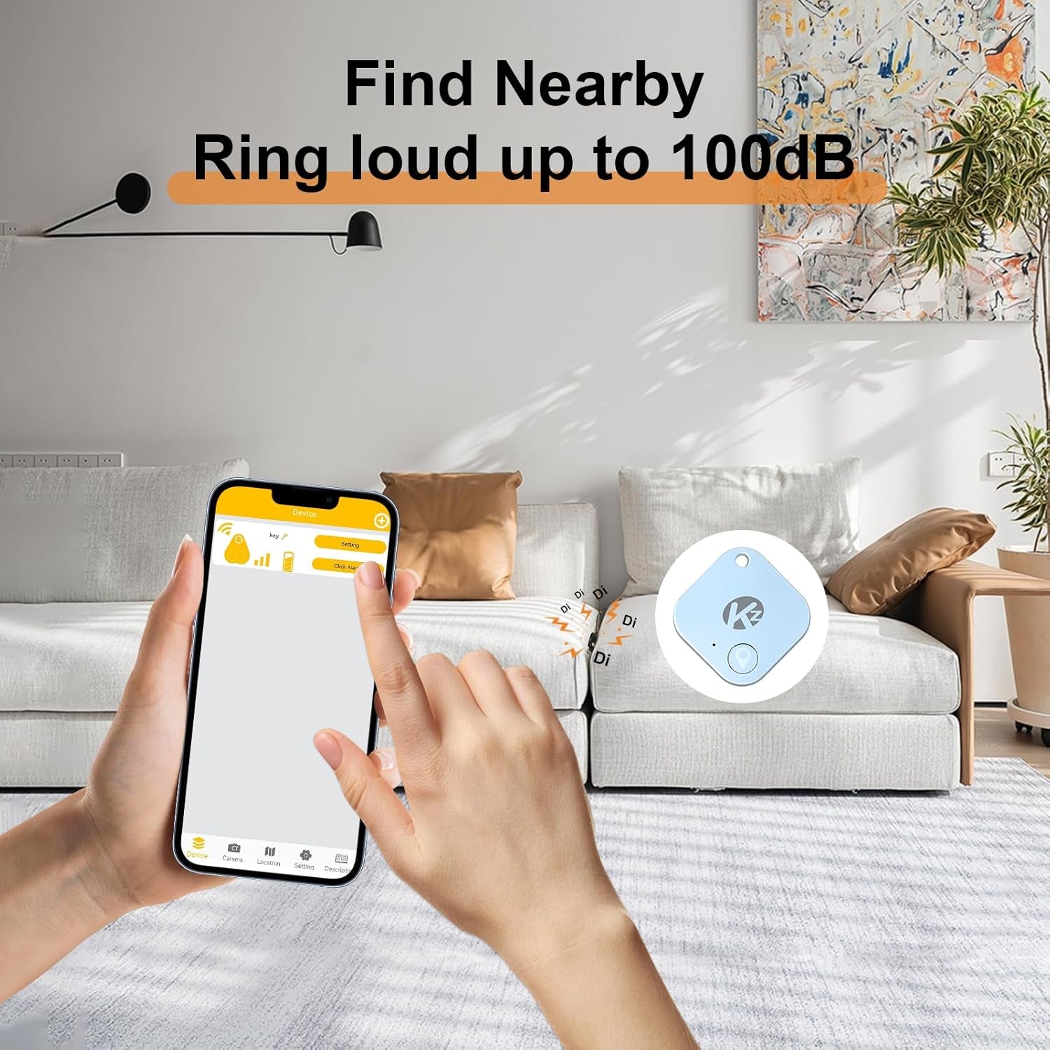 Bluetooth Tracker Smart Tag for Keys, Bags, and More, Phone Finder, Ios and Android Compatible, Water-Resistant, Loud Ring, Replaceable Battery (1Pack-Blue)