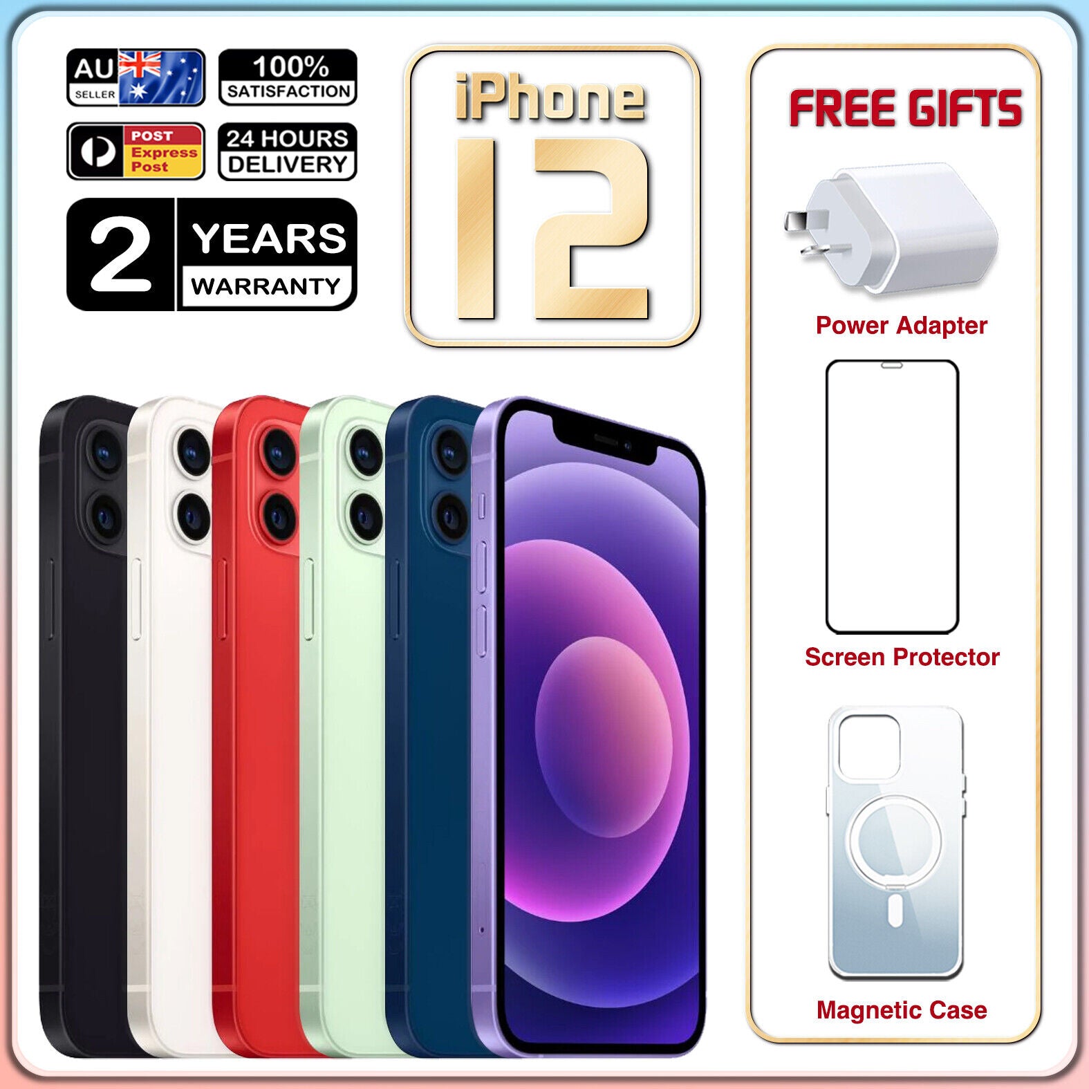 New Apple Iphone 12 Unlocked 64/128/256GB Sealed Colours 5G Mobile FREE EXPRESS