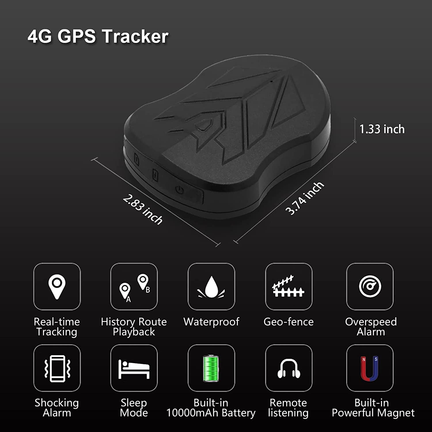 4G Car GPS Tracker, ST-915L Strong Battery Hidden GPS Tracker for Vehicles,Waterproof Real-Time Locator Device for Car Motorcycle Taxi Truck Bus