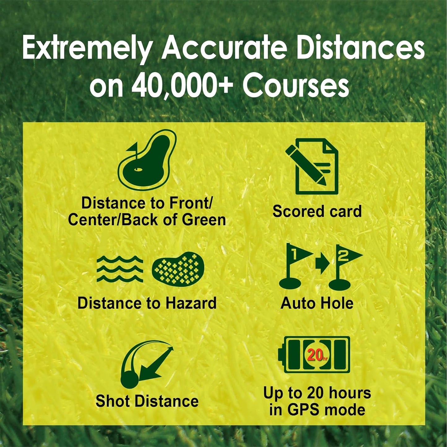 TW356 Golf GPS Wearable Device for Men and Women, Free 41,000+ Preloaded Courses Update Worldwide, High Contrast LCD Display, Upgrade IC Chip, Lightweight Essential Accessory for Golfer, Black