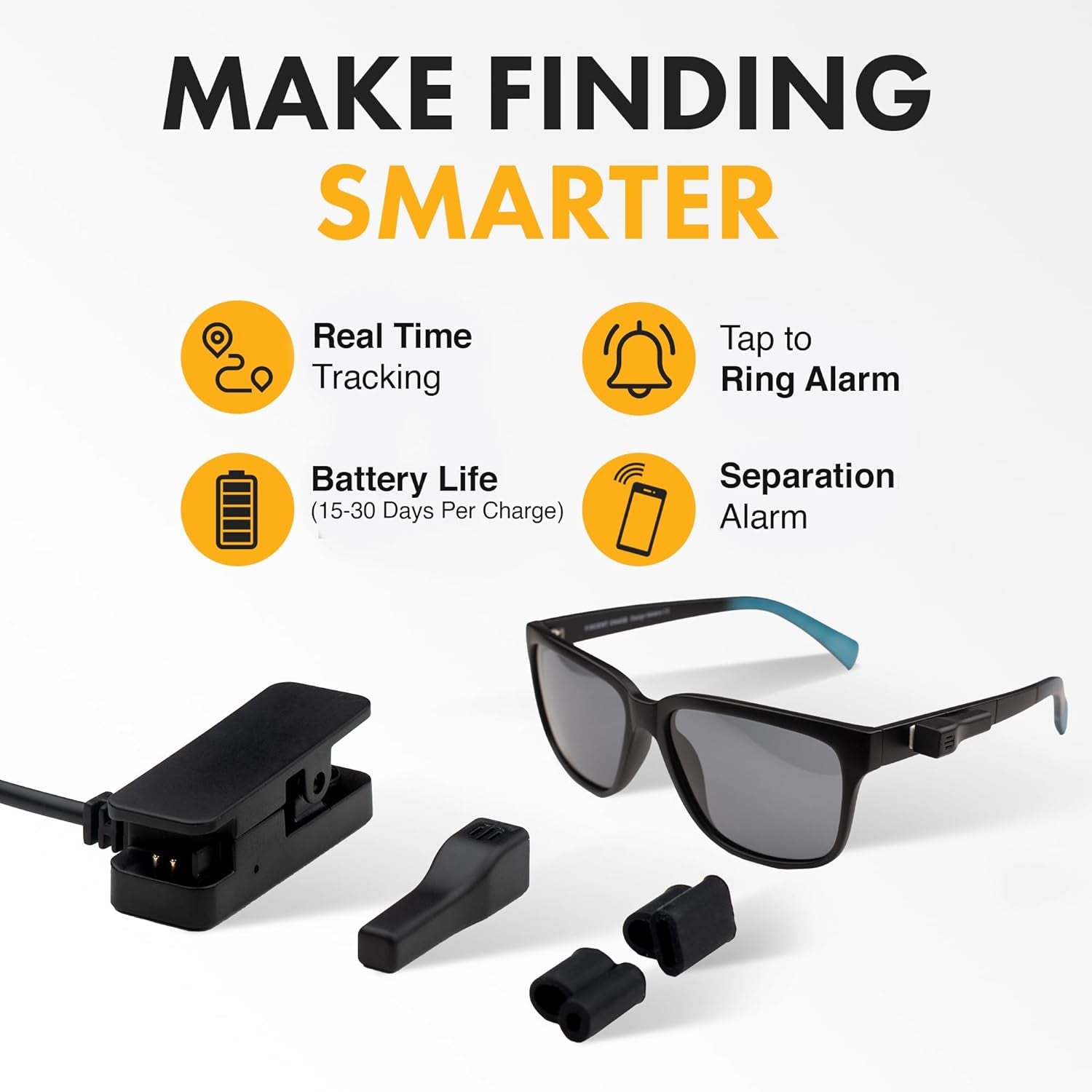 Dolphin Smart Spec Finder Eyewear Tracker, Compact Bluetooth Tracker to Locate Spectacles, Works with Android & Apple, Rechargeable Glasses Tracker, Glasses Finder Locator, Black