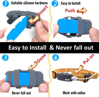 2 Packs Silicone Holder for Tractive GPS Pet Tracker,Waterproof Rubber Accessories Cover Item Finder Anti-Scratch,Secure Sturdy Lightweight Case with Strap for Dog Cat Collar (Black,Grey)