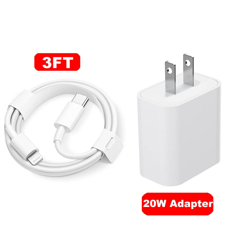 PD 20W USB C Type C Adapter Fast Charger & Cable for Iphone 14/13/12/11/ XS Max